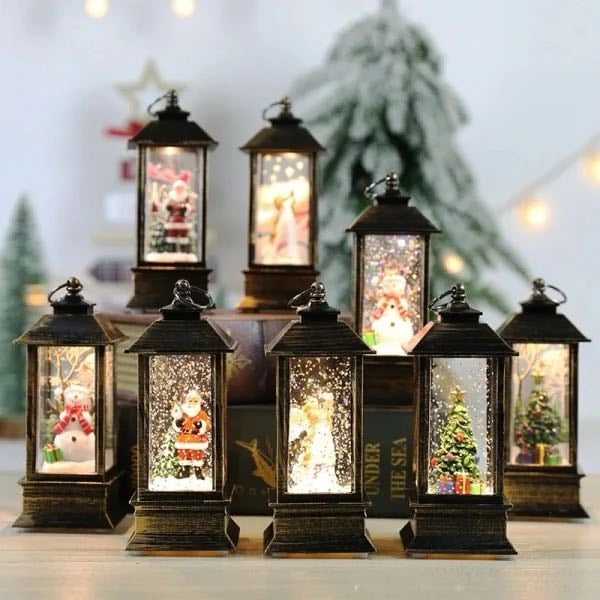 Lanterne de noël suspendue Vintage à Led-lampe de noël