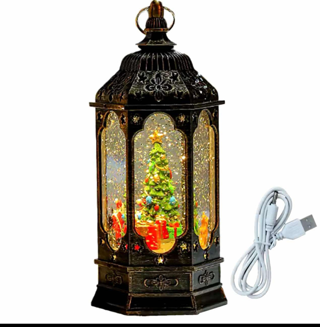 Lanterne de Noël rotative avec musique décoration pour la maison