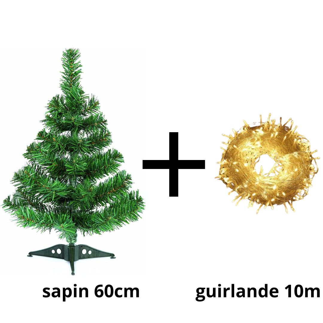 Arbre de Noël Lumineux à Usage intérieur à la Maison, Sapin vert 60cm