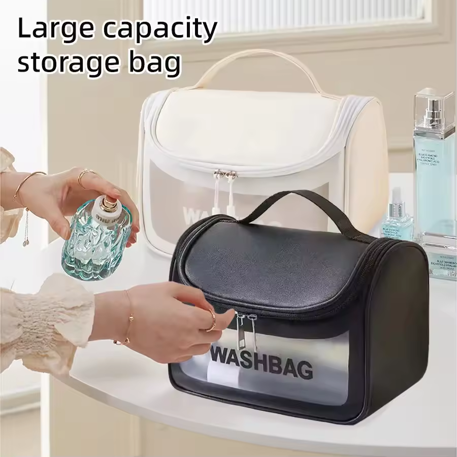 Sac de Rangement de Maquillage Transparent et Étanche en PVC