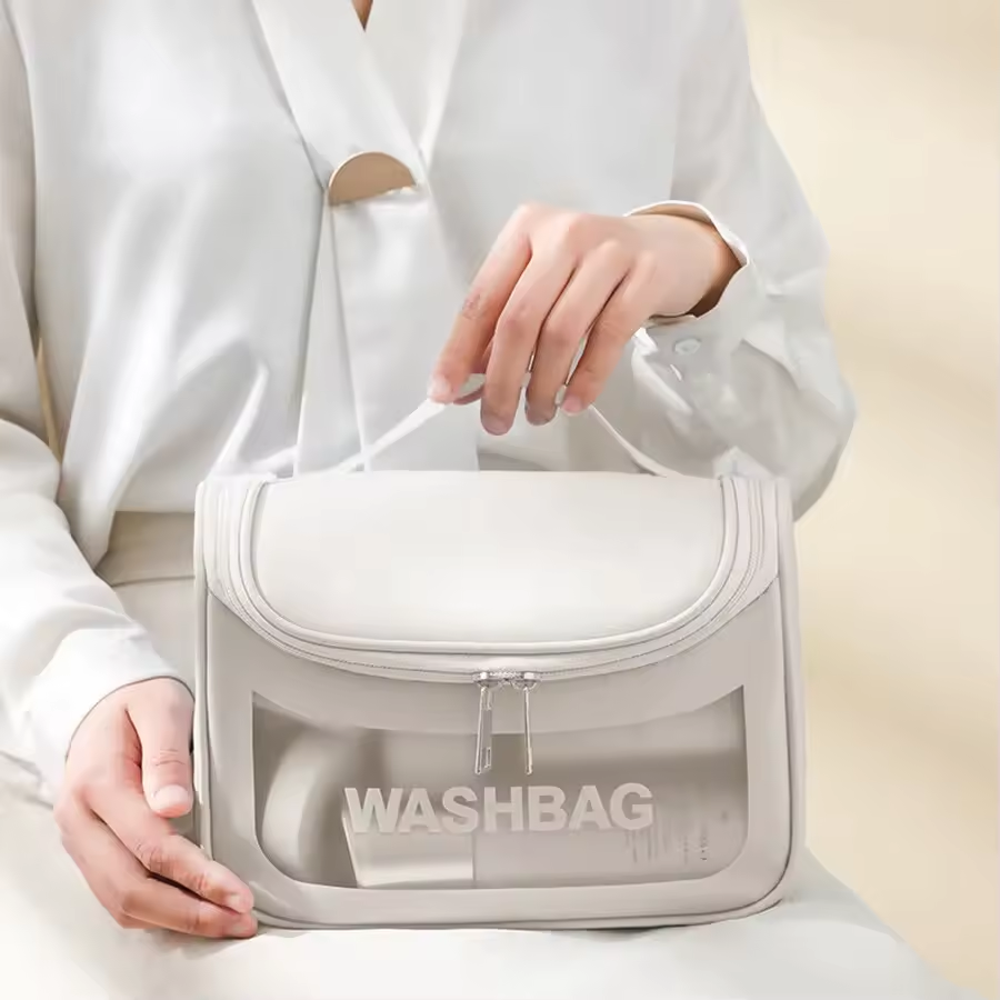 Sac de Rangement de Maquillage Transparent et Étanche en PVC