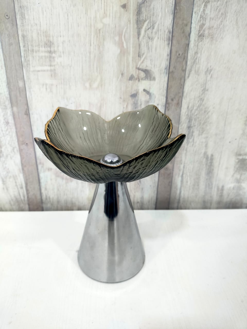 Bonbonnière en verre avec support argent 4-40-11