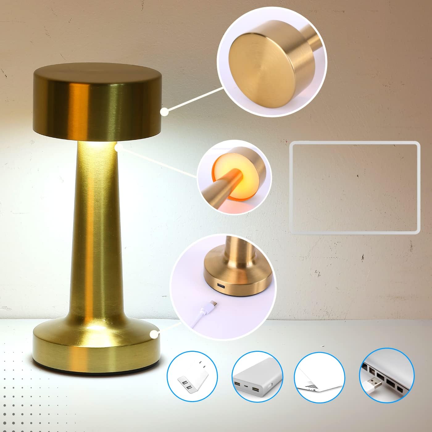 Lampe de Table rétro en métal tactile