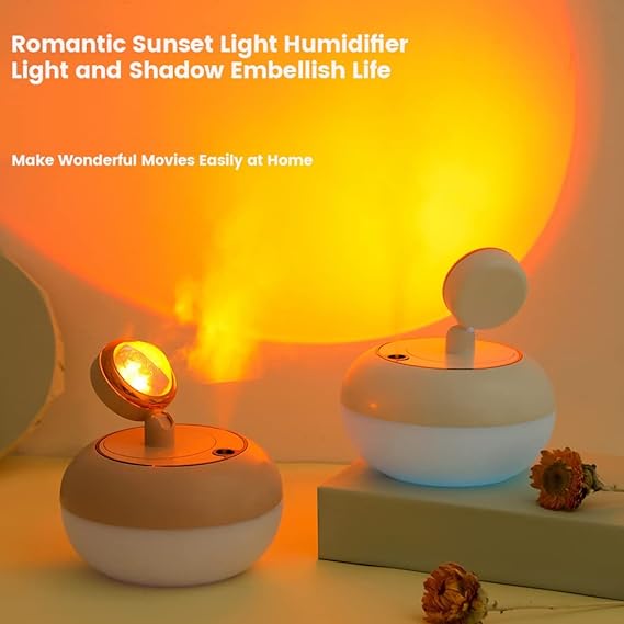 Diffuseur d'huiles essentielles avec  lampe de coucher de soleil 2 en 1