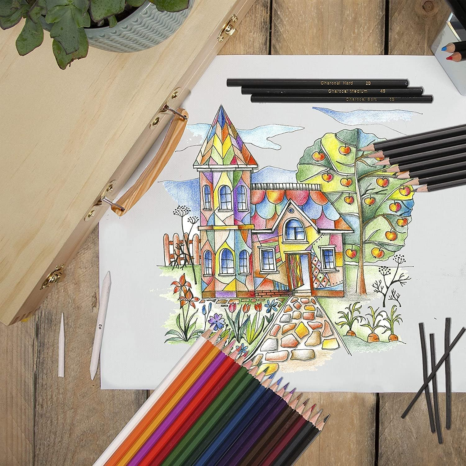 Coffret de Dessin Professionnel 208 Pièces pour Enfants