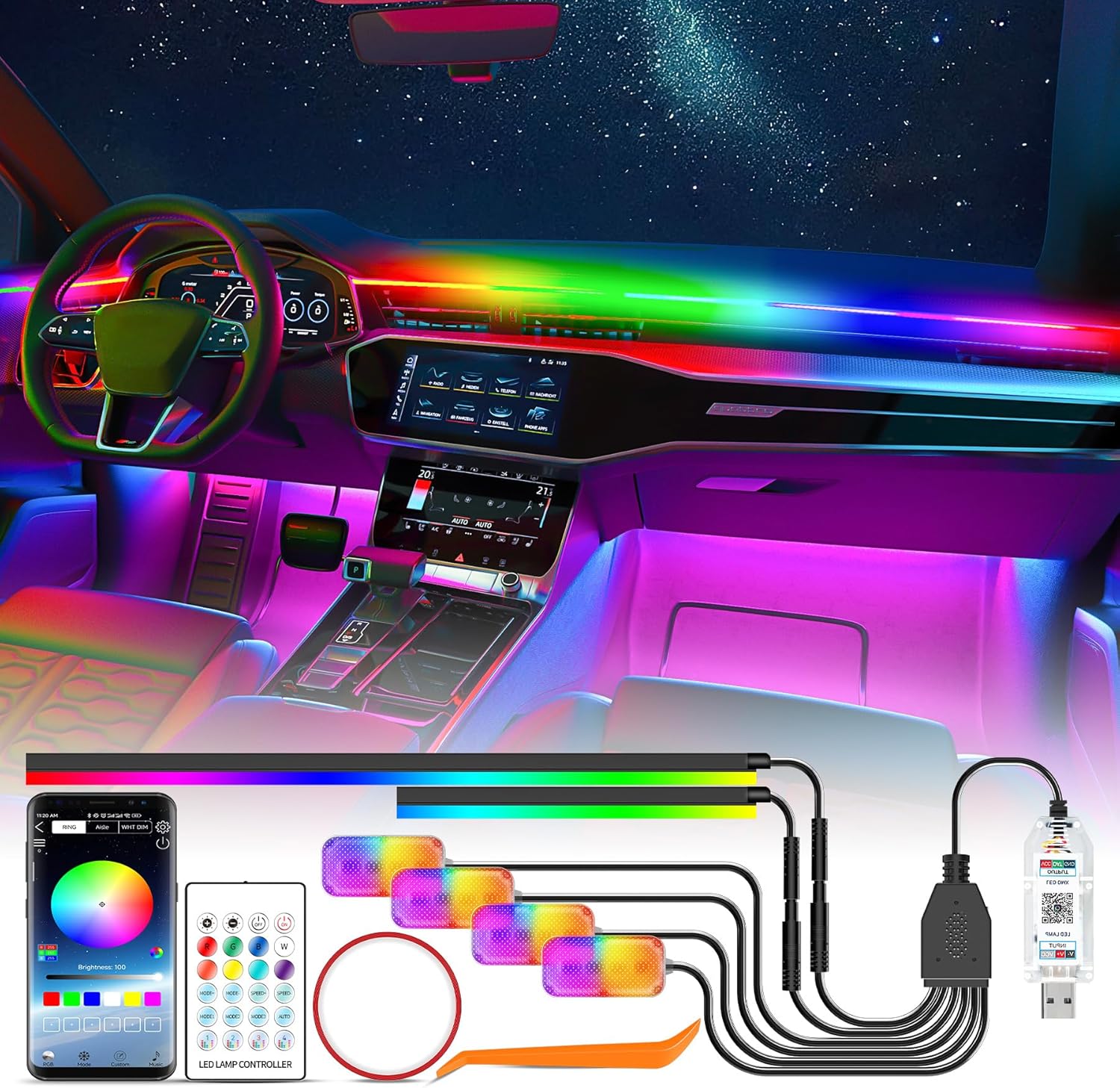 Éclairage LED Voiture Intérieur 5m