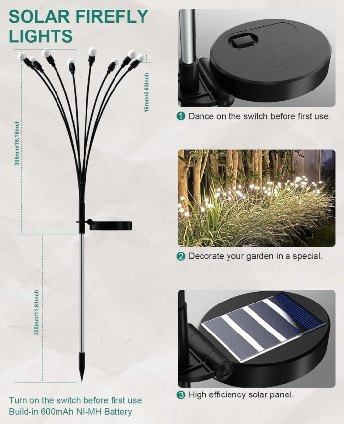 2 Lot De 8 Lampes de Jardin Solaires à LED Blanches Chaudes