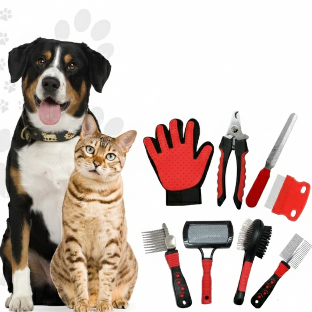 Kit de Toilettage Complet 8-en-1 pour Chats et Chiens